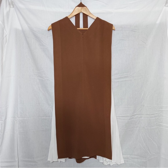 Side pleats midi Dress with tie - Picture 4 of 8